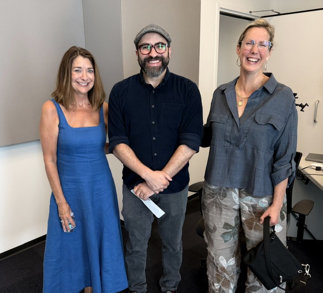 Joan VonDras, host Luis Antonio Perez, and Elizabeth Sparks-Holmes at the St. Louis Public Radio studios after taping an episode of Meet Me